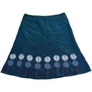 Boden Corduroy Skirt Patchwork Art to Wear Cotton Teal Blue Purple UK 14R US 10R